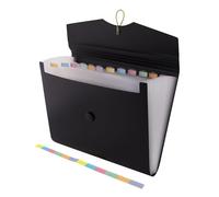 D.RECT 5580 Carpeta de archivos extensible A4 | Acordeón Carpeta Clasificadora de documentos con 12 Compartimentos | Carpeta de Acordeon | Negro