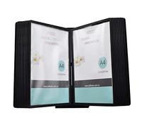 Organizador de carpetas archivos escritorio con pantalla doble cara 20 páginas, tamaño carta, base negra for oficina, taller, sala exposiciones, referencia y almacenamiento documentos A4