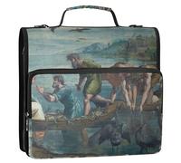Organizador de carpetas con cremallera de 1 1/2 pulgadas, 3 anillos Raphael Miraculous Draught Fishes con múltiples bolsillos, carpeta grande para la escuela, bolsa con correa para el hombro