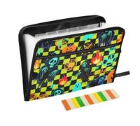 Organizador de carpetas de calabaza de fantasmas amarillos y negros con bolsillos, 13 bolsillos, tamaño carta A4 con cierre de cremallera para almacenamiento de documentos, carpeta de archivos