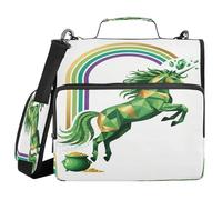 Organizador de carpetas de oficina de 1.5 pulgadas con diseño de unicornios verdes y arco iris para el día de San Patricio, organizador de carpetas escolares con múltiples bolsillos para oficina y