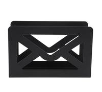 Organizador de Cartas de Metal, Porta Correspondencia Negro Moderno, 15x5.5x9.5cm - Duradero, Diseño Decorativo, Ideal para Oficina y Hogar