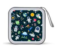 Organizador de CD con diseño de cohete astronauta y estrellas con diseño espacial, organizador de 40 capacidades, colección de DVD, bolsa de almacenamiento para coche, hogar, viajes