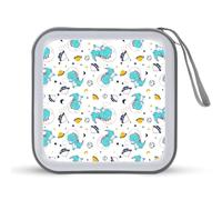 Organizador de CD con diseño de dinosaurio astronauta, 40 capacidades, colección de DVD, bolsa de almacenamiento, cartera para coche, hogar, viajes