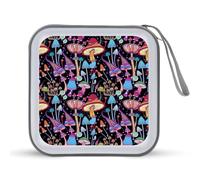 Organizador de CD con diseño de hongos decorativos, con capacidad para 40 unidades, colección de DVD, cartera, libro para coche, hogar, viajes