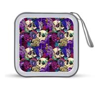 Organizador de CD con diseño de hongos psicodélicos y calaveras con capacidad para 40 unidades, colección de DVD, bolsa de almacenamiento, cartera para coche, hogar, viajes