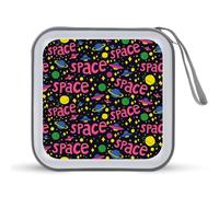 Organizador de CD con diseño de naves espaciales alienígenas, planetas, bolsa de almacenamiento para 40 unidades, colección de DVD, cartera para coche, hogar, viajes