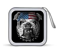Organizador de CD con diseño de perro toro de la bandera de Estados Unidos, 40 capacidades, funda protectora para DVD, bolsa organizadora para coche, hogar, viajes