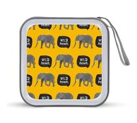 Organizador de CD divertido con diseño de elefante africano, capacidad para 40 unidades, colección de DVD, bolsa de almacenamiento para coche, hogar, viajes