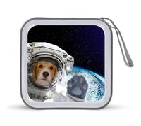 Organizador de CD divertido con diseño de perro astronauta espacial, 40 capacidades, colección de DVD, bolsa de almacenamiento, cartera para coche, hogar, viajes
