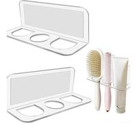 Organizador de cepillo de pelo acrílico Kit de montaje en pared dos unidades para sostener cepillos peines y pequeños accesorios de belleza