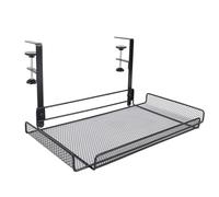 Organizador de clip debajo de la mesa, estante de almacenamiento de metal, bandeja de gestión de cables para enrutador de cables, regleta de enchufes (negro)