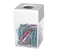 Organizador de clips de papel - Contenedor magnético transparente, almacenamiento seguro con tapa resistente, soporte multiusos para suministros de escritorio | Oficina Estudio Hogar Escuela Baño