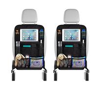 Organizador de coche para niños, 2 unidades de protección de respaldo de coche para niños con bolsillo iPad de 10 pulgadas, 10 bolsillos protector de asiento de coche