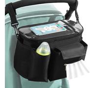 Organizador de cochecito con portavasos integrado | Organizador de chupetes de cochecito con compartimento para bebidas, almacenamiento impermeable, ajuste perfecto para bebés, niños y padres