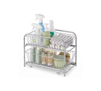 SONGMICS Organizador de cocina, 2 Niveles, Plata, KCS017E01