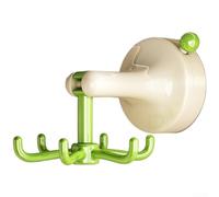 Organizador de cocina de montaje en pared con seis ganchos de ventosa giratorios, no requiere taladro, optimizado para un almacenamiento eficiente de la cocina (verde retro)