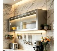 Organizador de Cocina Mural de Acero Inoxidable con Puertas Correderas Armario de Pared Multiuso Gran Capacidad para Encimera Baño y Oficina Fácil de Limpiar(60 * 30 * 40cm(24 * 12 * 16in))