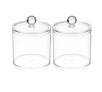 Organizador de collares de cajón, paquete de 3 tarros dispensadores de baño con recipiente de almacenamiento, tarro acrílico de plástico transparente para algodón, algodón, púas redondas para el