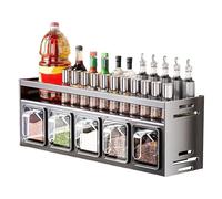 Organizador de condimento de cocina, soporte de temporada,Soporte de condimento de pared sin perforación | Estantes de baño multifuncionales, almacenamiento de condimentos, soporte de condimento