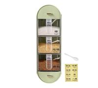 Organizador de condimentos de cocina, 27,5 x 12 cm, 5 compartimentos, juego de tarros de alimenticio, olla a prueba de humedad, soporte para polvo de comino, cuchara, etiqueta, cajón, puerta