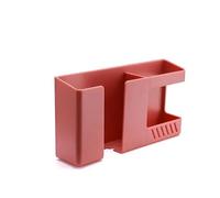 Organizador de Control Remoto Multifuncional, Caja de Almacenamiento montada en Pared, Organizador de Llaves de Control Remoto de Carga de teléfono móvil sin Agujeros, 2 uds.(Red)