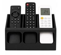 Organizador de Controles Remotos para Parede com 3 Compartimentos | Suporte Autoadesivo para Controles Remotos | Organizador de Parede para Sala, Quarto e Escritório | Preto