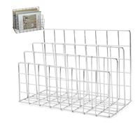 Organizador de correo de escritorio, soporte de la revista Silver Metal con 3 compartimentos, organizador de escritorio que ahorra espacio para cartas, correos, libros, postales, folletos de escritor