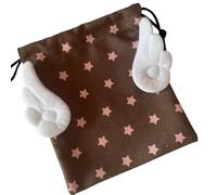 Organizador de cosméticos con cordón, decorativo, con diseño de estrellas y alas, de lona, a prueba de polvo, para viajes, esenciales, adolescentes, organizador de accesorios de viaje, azul con