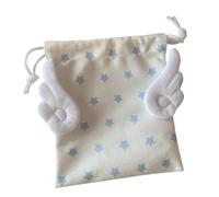 Organizador de cosméticos con diseño de estrellas y alas de lona, a prueba de polvo, con cordón, para viajes, escuela, hogar, AA