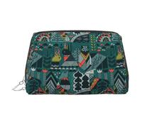 Organizador de cosméticos con estampado de animales escandinavos, estuche de belleza a prueba de golpes con amplia apertura de cremallera para viajes, Silver, One Size