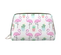 Organizador de cosméticos con estampado de cactus y flamenco tropical, a prueba de golpes, con amplia apertura de cremallera para viajes, Gold, One Size