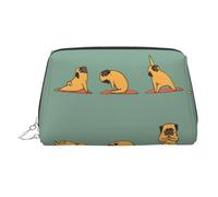 Organizador de cosméticos con estampado de carlino de yoga, estuche de belleza a prueba de golpes con amplia apertura de cremallera para viajes, Silver, One Size