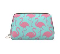 Organizador de cosméticos con estampado de flamenco rosa, estuche de belleza a prueba de golpes con amplia apertura de cremallera para viajes, Gold, One Size