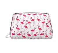 Organizador de cosméticos con estampado de flamenco rosa, estuche de belleza a prueba de golpes con amplia apertura de cremallera para viajes, Silver, One Size