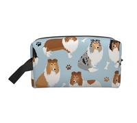 Organizador de cosméticos de Gran Capacidad, Bolsa de Maquillaje de Viaje para Mujer, con diseño de Patas y Huesos de Rough Collie.