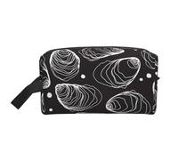 Organizador de cosméticos de Gran Capacidad, Bolsa de Maquillaje de Viaje para Mujer, con diseño de Perla de ostra Dibujada a Mano y líneas Naturales.