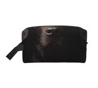 Organizador de cosméticos de Gran Capacidad, Bolsa de Maquillaje de Viaje para Mujer, con un Curioso Labrador Negro adoptado.