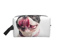 Organizador de cosméticos de Gran Capacidad, Bolsa de Maquillaje de Viaje para Mujer, diseño de Bulldog francés, con diseño de Perro Curioso y Feliz.