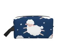 Organizador de cosméticos de Gran Capacidad, Bolsa de Maquillaje de Viaje para Mujer, diseño de ovejas en un Cielo Estrellado.