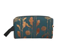Organizador de cosméticos de Gran Capacidad con diseño Art Déco de Flores de Cobre, Neceser de Viaje para Mujer