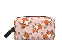 Organizador de cosméticos de Gran Capacidad con diseño de Corgis de Dibujos Animados, Neceser de Viaje para Mujer