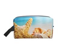 Organizador de cosméticos de Gran Capacidad con diseño de Estrella de mar, Concha y océano, Ideal para Viajes de Maquillaje y Playa.