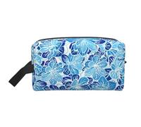 Organizador de cosméticos de Gran Capacidad con diseño de Flores abstractas Azules, Neceser de Viaje para Mujer