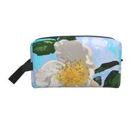Organizador de cosméticos de Gran Capacidad con diseño de Flores Blancas y Acuarela Floral Espinosa, Neceser de Viaje para Mujer