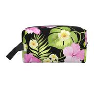 Organizador de cosméticos de Gran Capacidad con diseño de Flores Tropicales Rosas y Palmeras selváticas, Neceser de Viaje para Mujer.
