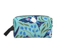 Organizador de cosméticos de Gran Capacidad con diseño de Golondrinas voladoras y Flores de Primavera, Neceser de Viaje para Mujer.