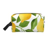 Organizador de cosméticos de Gran Capacidad con diseño de Limones de Acuarela Amarillos Brillantes, Neceser de Viaje para Mujer.