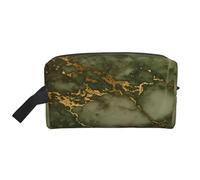 Organizador de cosméticos de Gran Capacidad con diseño de mármol Verde y Dorado para Fiestas, Neceser de Viaje para Mujer.
