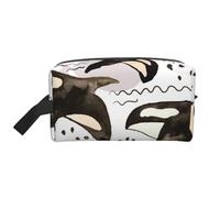 Organizador de cosméticos de Gran Capacidad con diseño de orcas de Acuarela, Neceser de Viaje para Mujer